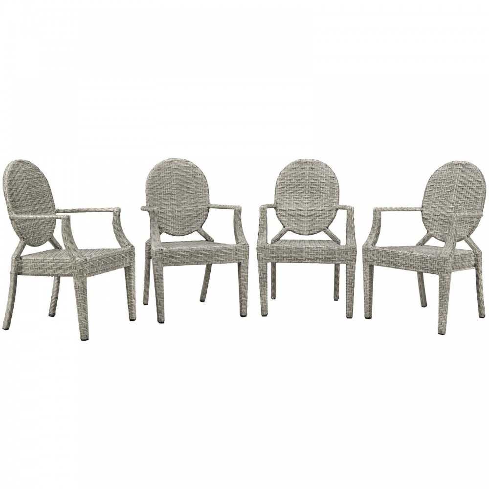 Casper Outdoor Patio Dining Armchair Set of 4, Light Gray