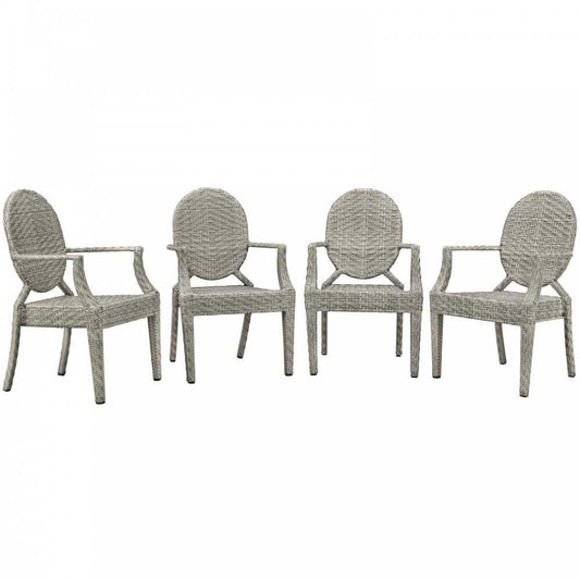 Casper Outdoor Patio Dining Armchair Set of 4, Light Gray