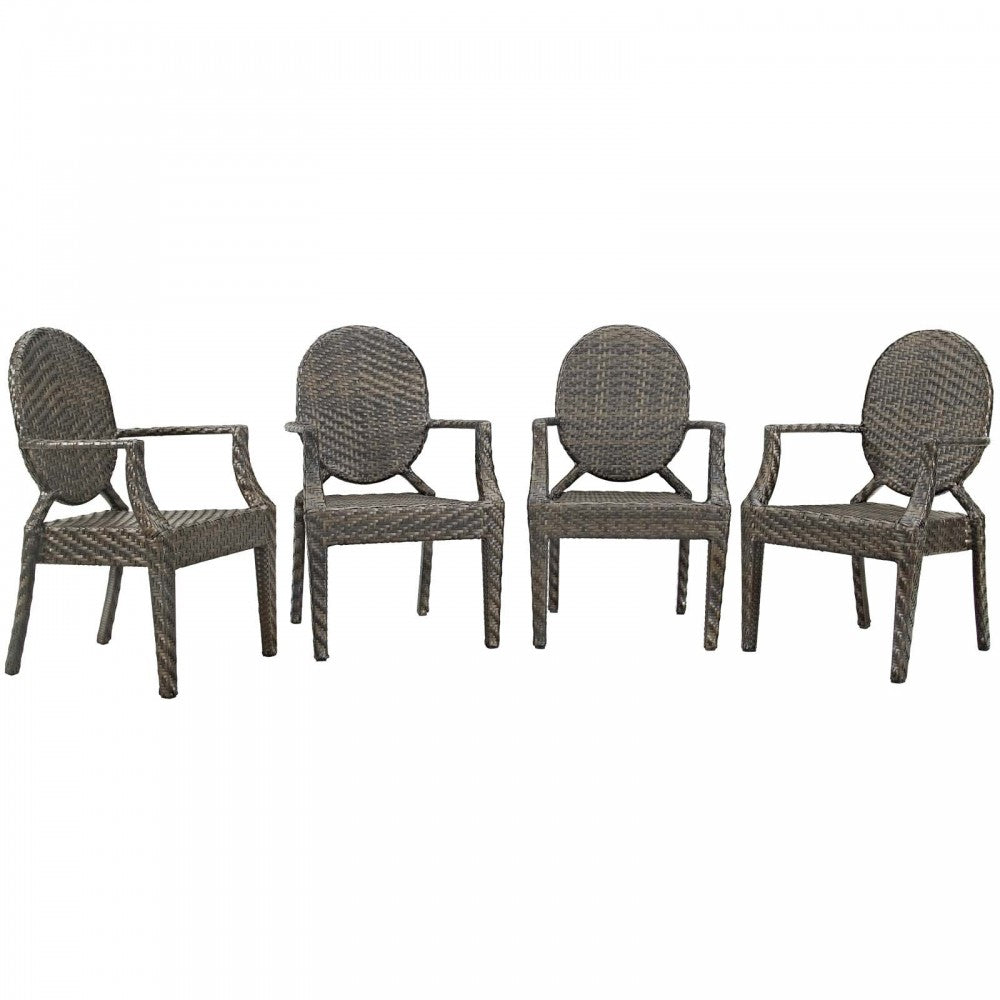 Casper Outdoor Patio Dining Armchair Set of 4, Brown