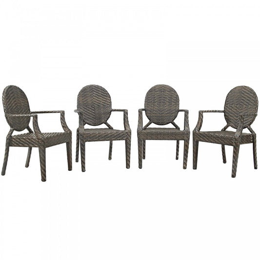 Casper Outdoor Patio Dining Armchair Set of 4, Brown