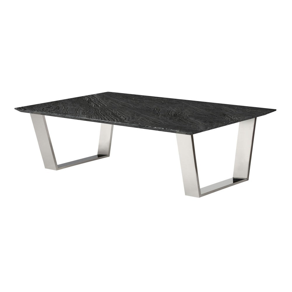 Catrine Black Wood Vein Stone Coffee Table, HGNA308