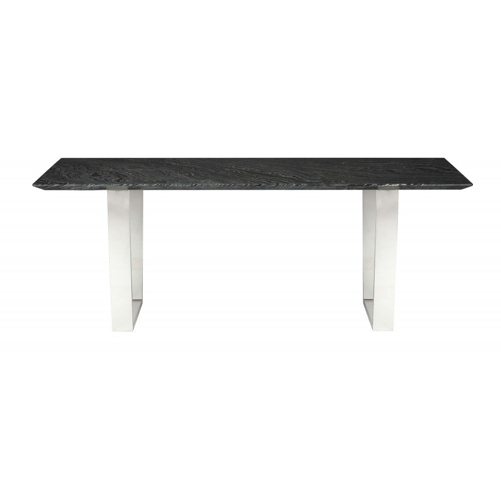 Catrine Black Wood Vein Stone Dining Table, HGNA310