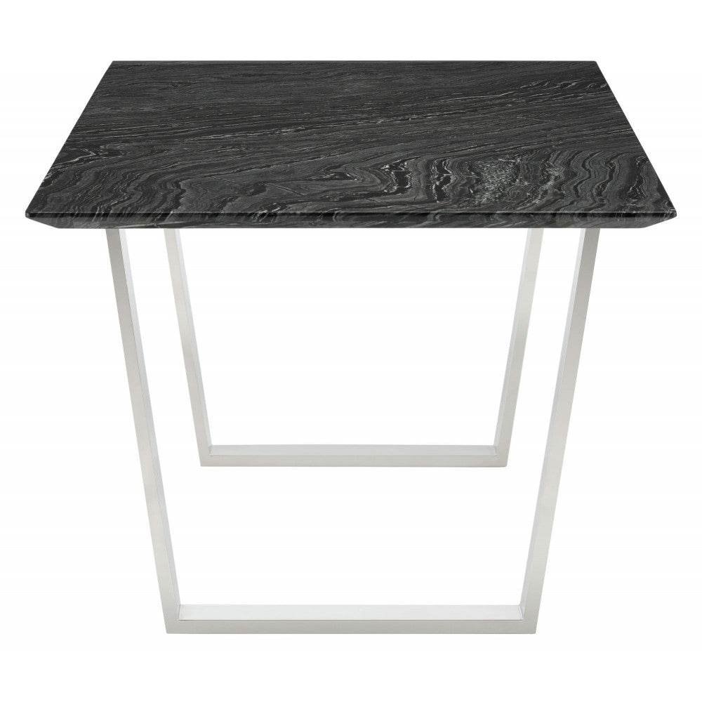 Catrine Black Wood Vein Stone Dining Table, HGNA310