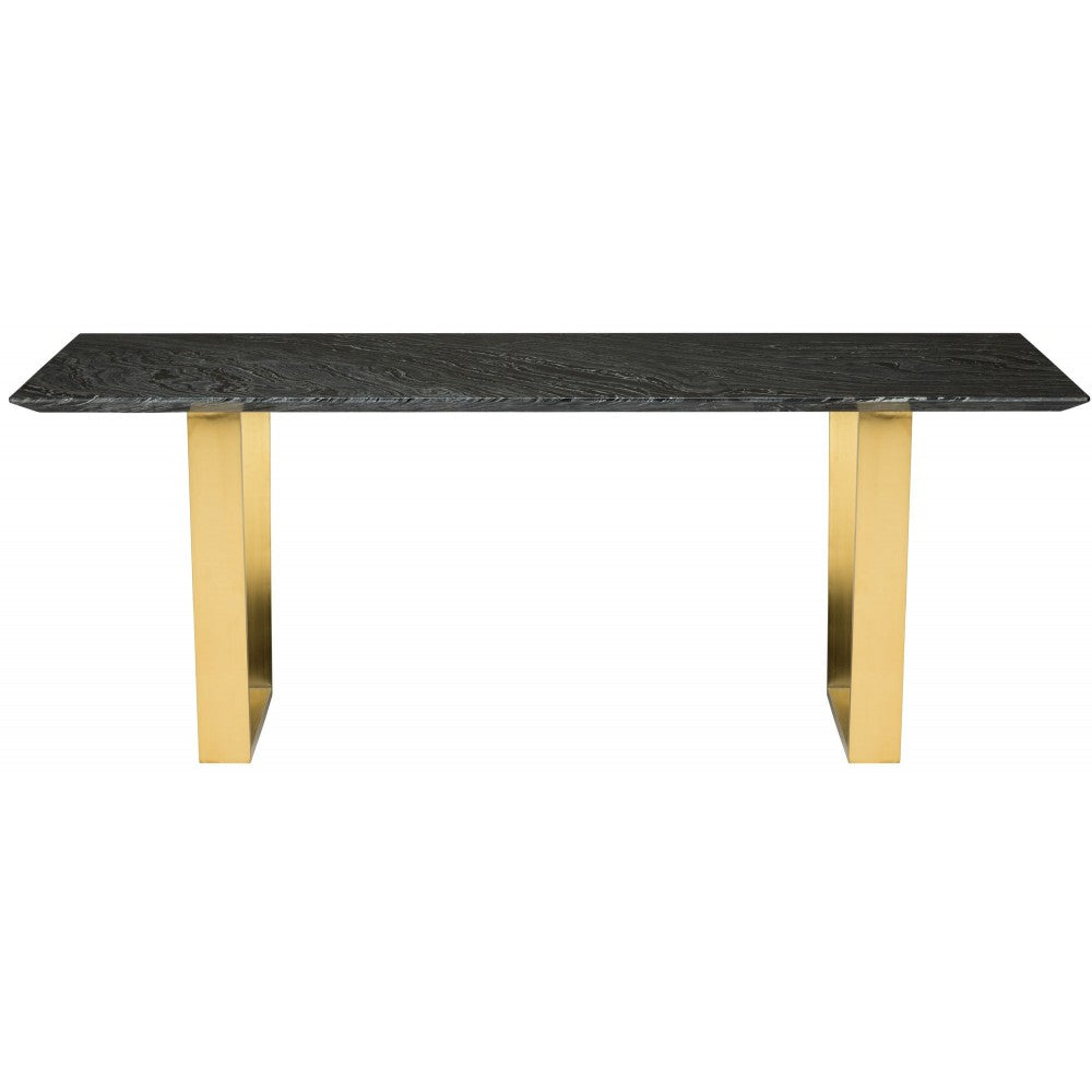 Catrine Black Wood Vein Stone Dining Table, HGNA311