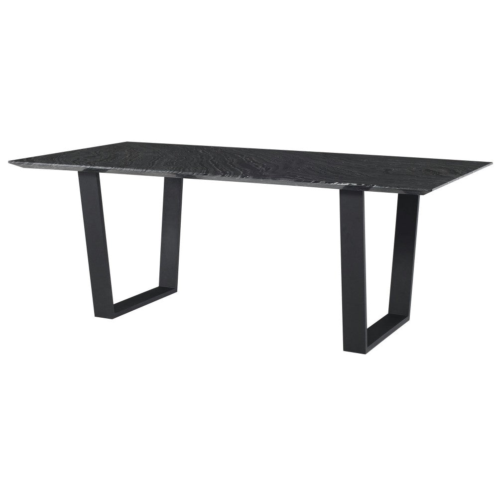 Catrine Black Wood Vein Stone Dining Table, HGNA485