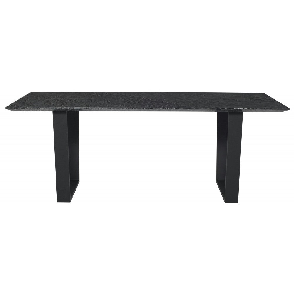 Catrine Black Wood Vein Stone Dining Table, HGNA485