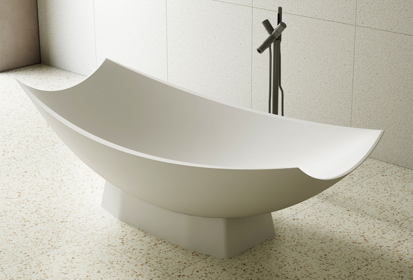 AB9992 White Matte 71" Solid Surface Resin Free Standing Hammock Style Bathtub
