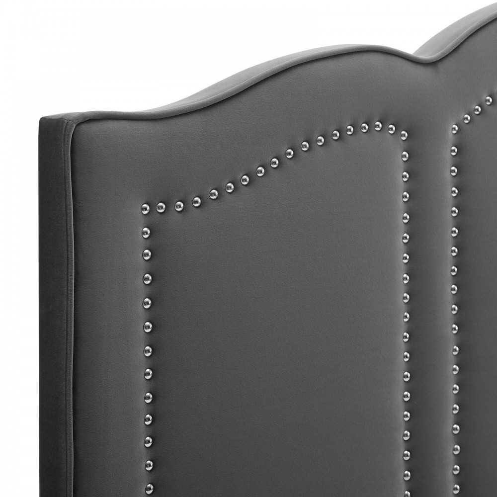 Cecilia Full/Queen Performance Velvet Headboard, Charcoal