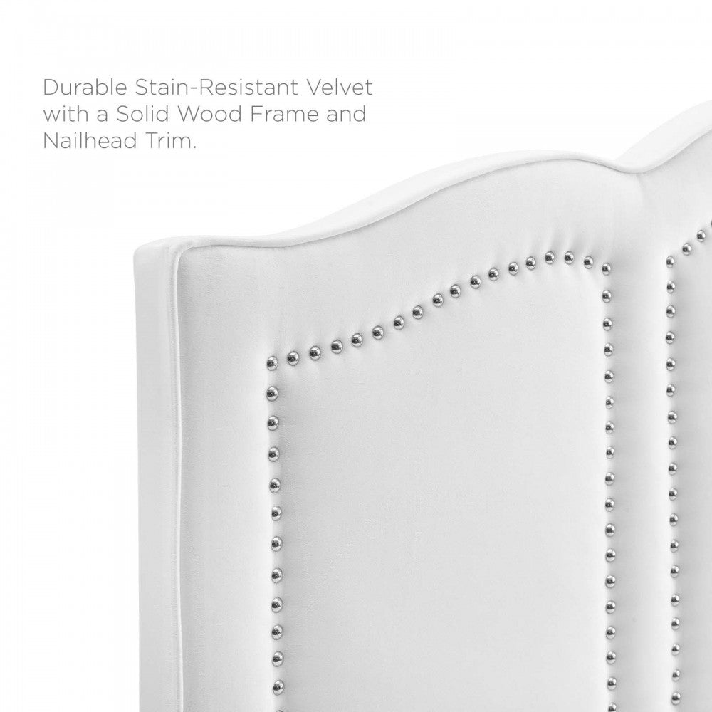 Cecilia Twin Performance Velvet Headboard, White