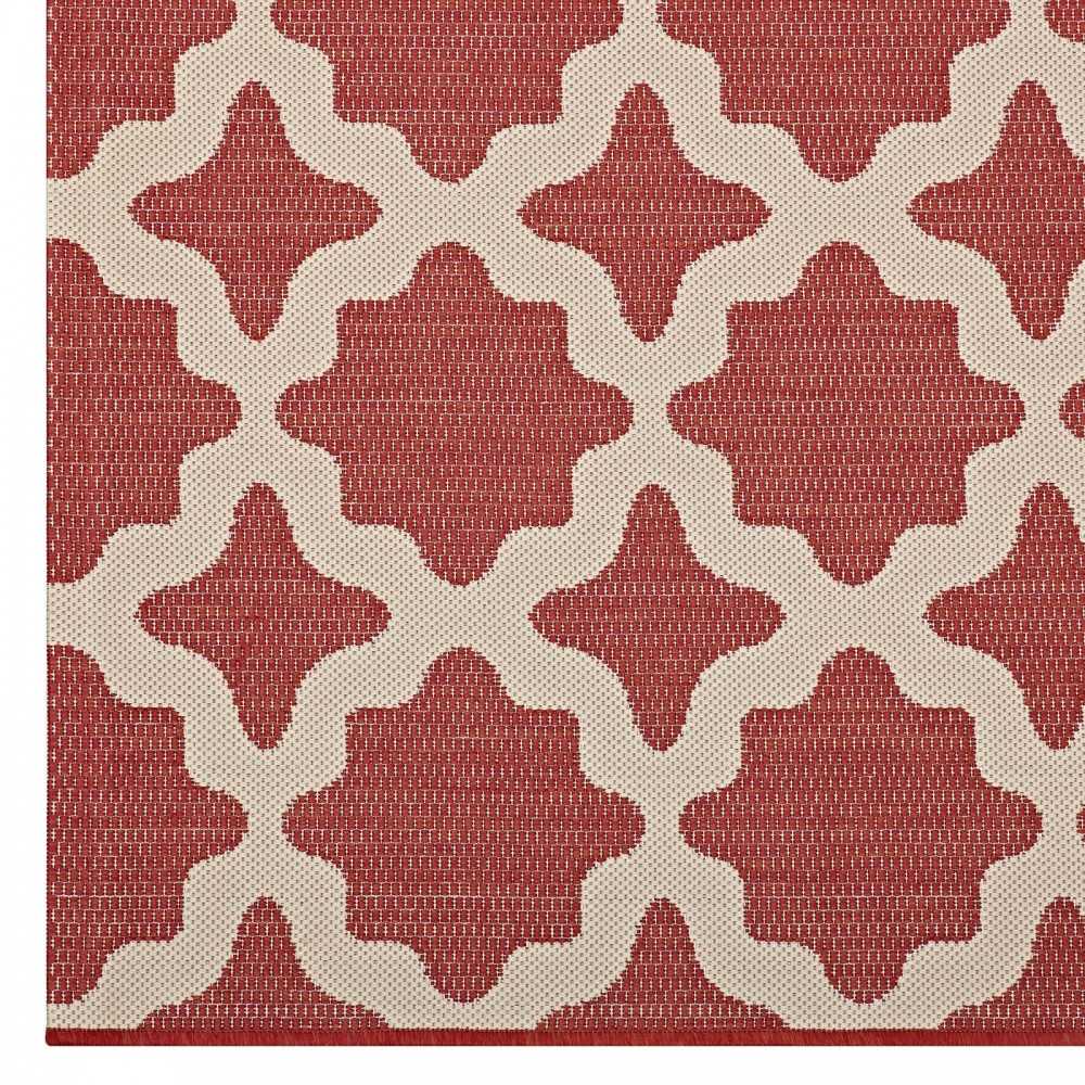 Cerelia Moroccan Trellis 4x6 Indoor and Outdoor Area Rug, Red and Beige