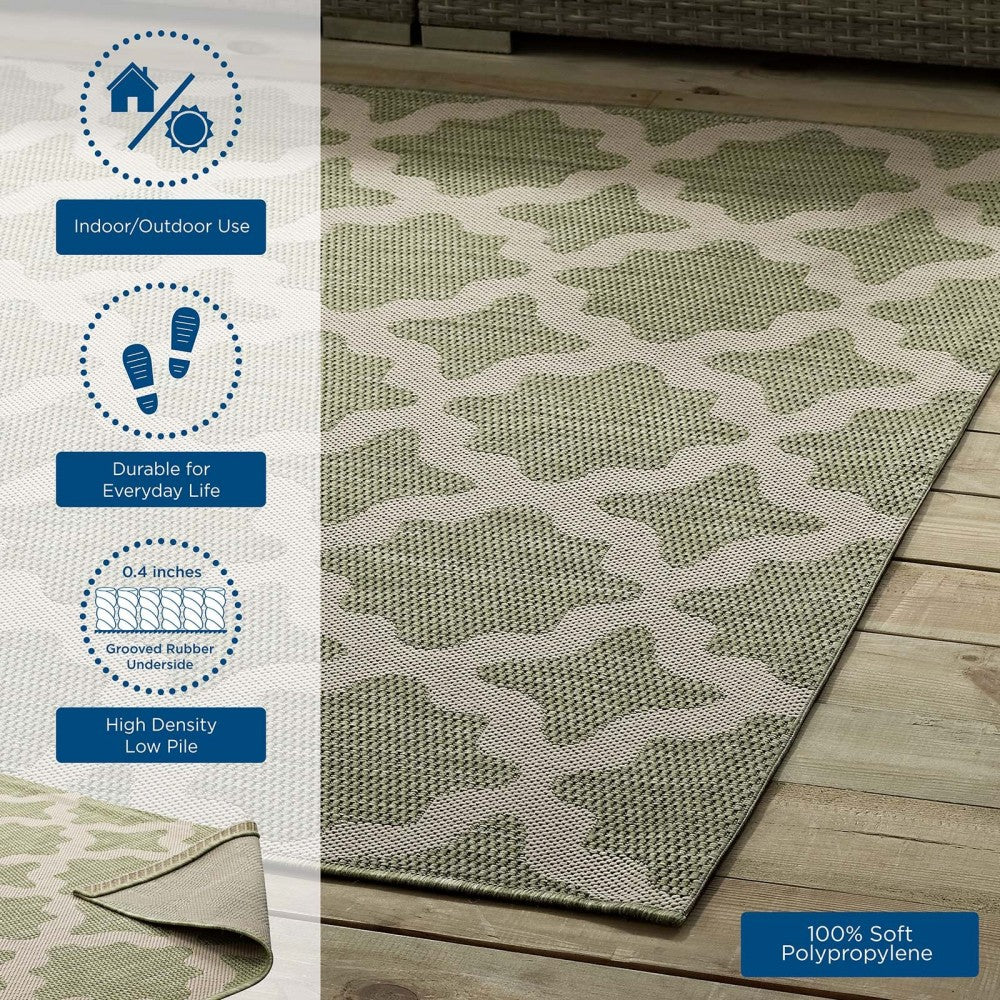 Cerelia Moroccan Trellis 4x6 Indoor and Outdoor Area Rug, Beige and Light Green