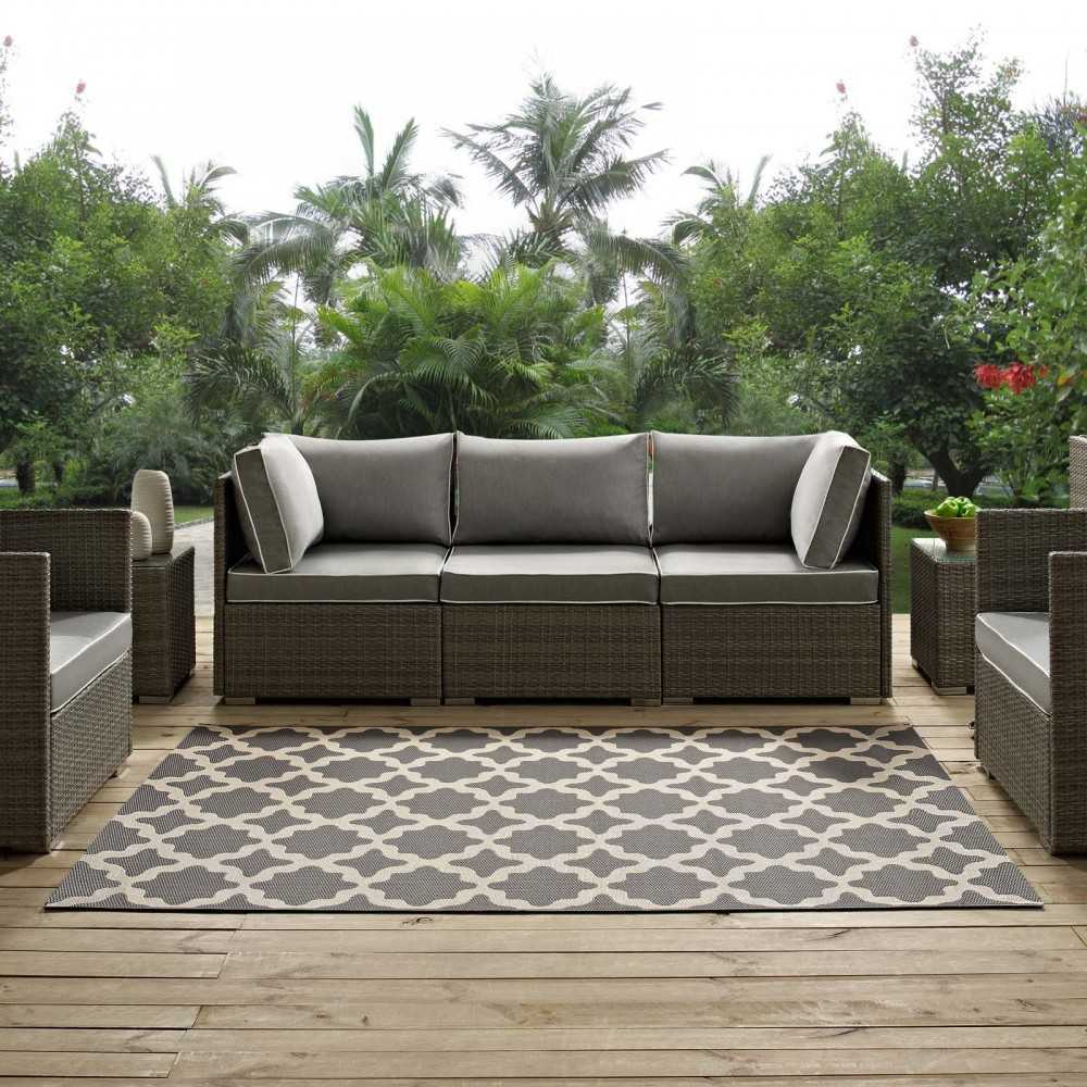 Cerelia Moroccan Trellis 5x8 Indoor and Outdoor Area Rug, Gray and Beige
