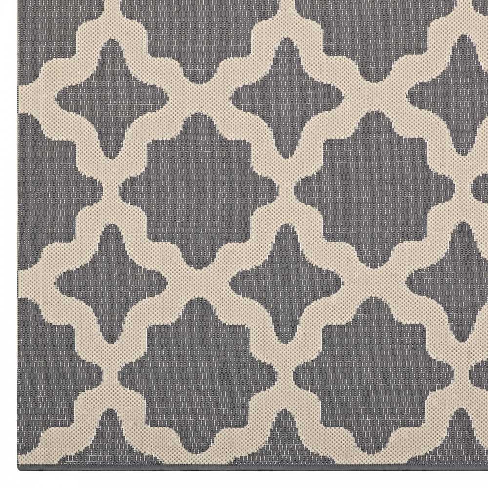 Cerelia Moroccan Trellis 5x8 Indoor and Outdoor Area Rug, Gray and Beige