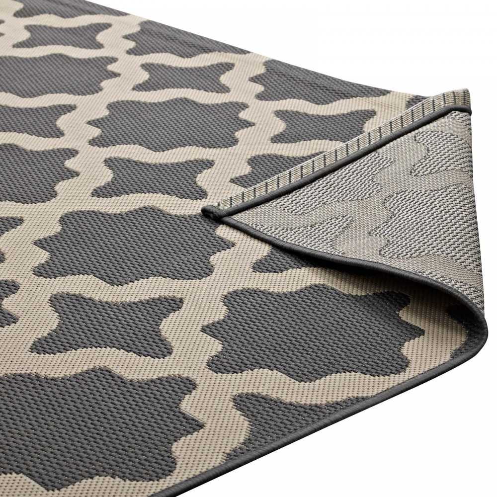Cerelia Moroccan Trellis 5x8 Indoor and Outdoor Area Rug, Gray and Beige