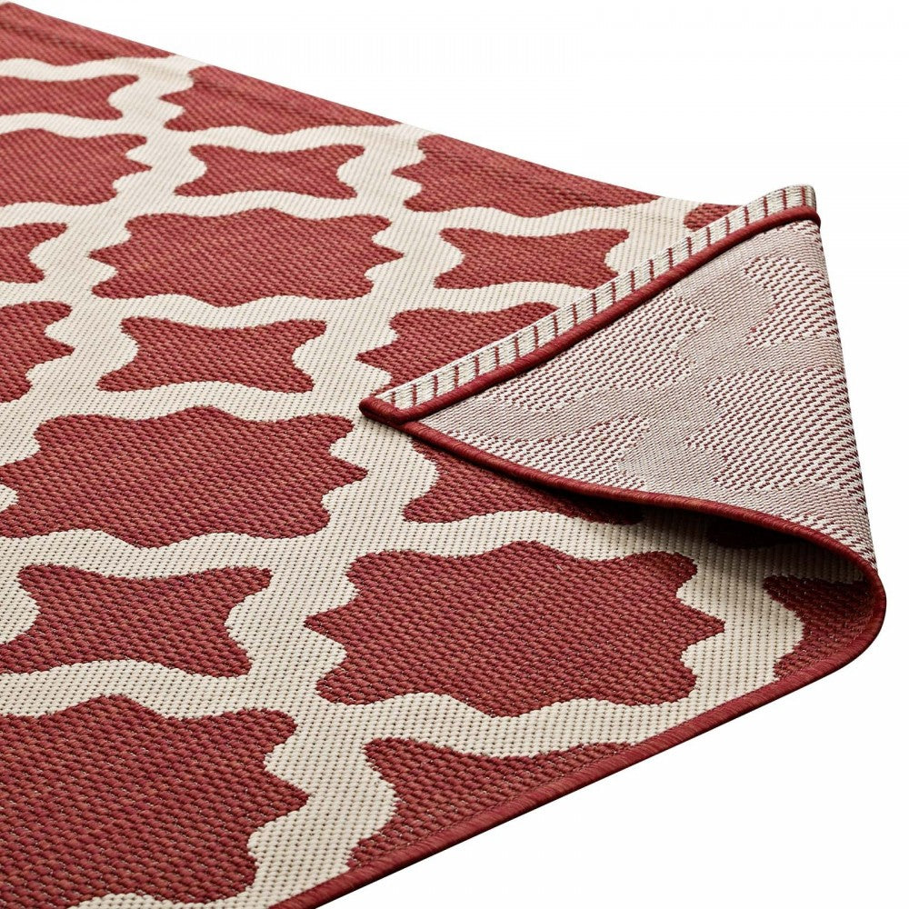 Cerelia Moroccan Trellis 5x8 Indoor and Outdoor Area Rug, Red and Beige