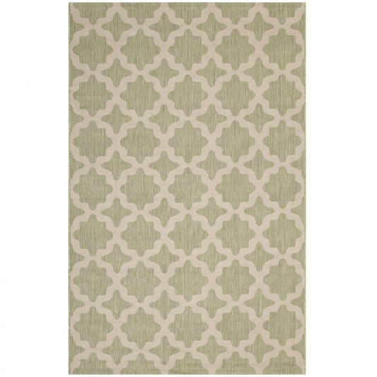 Cerelia Moroccan Trellis 5x8 Indoor and Outdoor Area Rug, Beige and Light Green