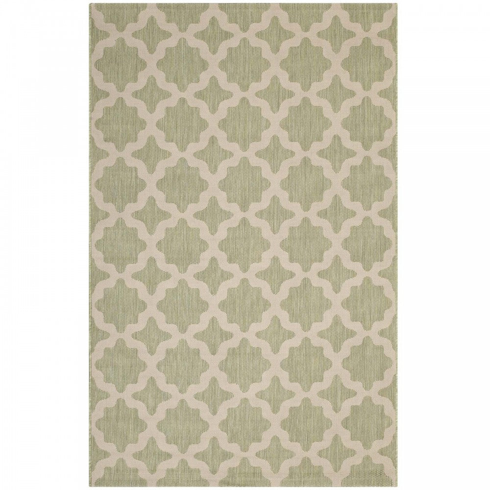 Cerelia Moroccan Trellis 8x10 Indoor and Outdoor Area Rug, Beige and Light Green
