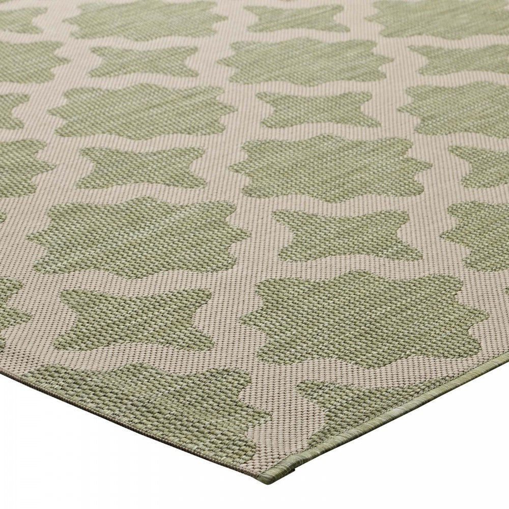 Cerelia Moroccan Trellis 8x10 Indoor and Outdoor Area Rug, Beige and Light Green