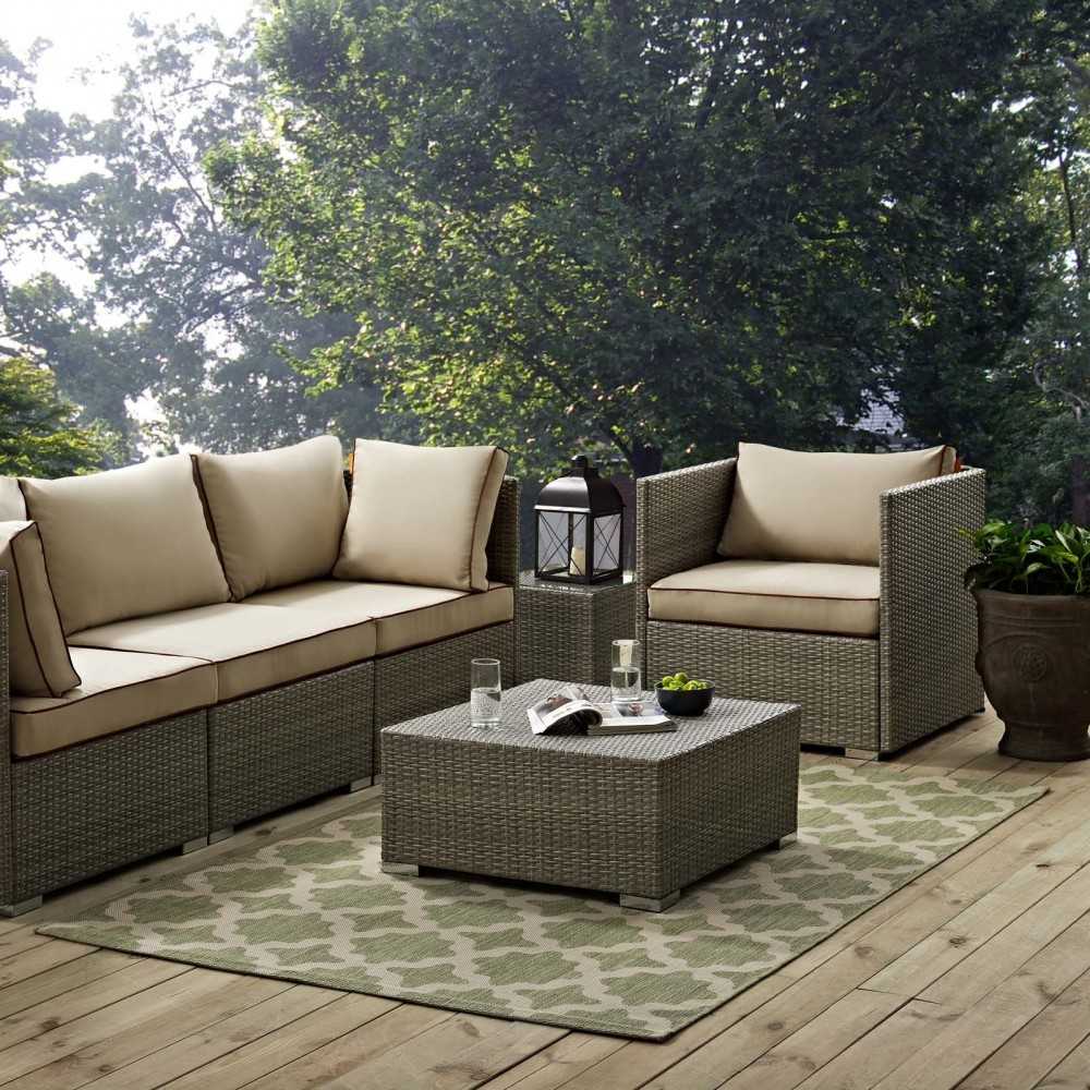 Cerelia Moroccan Trellis 8x10 Indoor and Outdoor Area Rug, Beige and Light Green