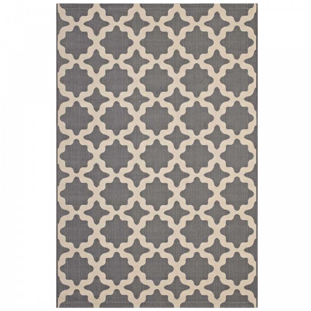 Cerelia Moroccan Trellis 8x10 Indoor and Outdoor Area Rug, Gray and Beige