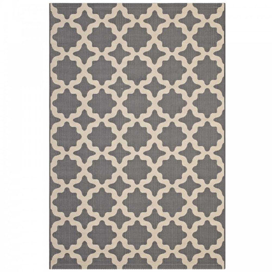 Cerelia Moroccan Trellis 8x10 Indoor and Outdoor Area Rug, Gray and Beige