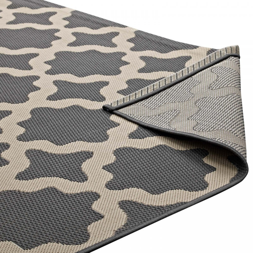 Cerelia Moroccan Trellis 8x10 Indoor and Outdoor Area Rug, Gray and Beige