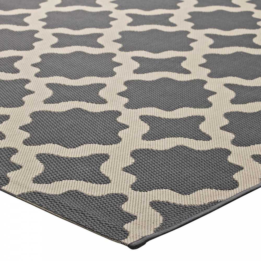 Cerelia Moroccan Trellis 8x10 Indoor and Outdoor Area Rug, Gray and Beige