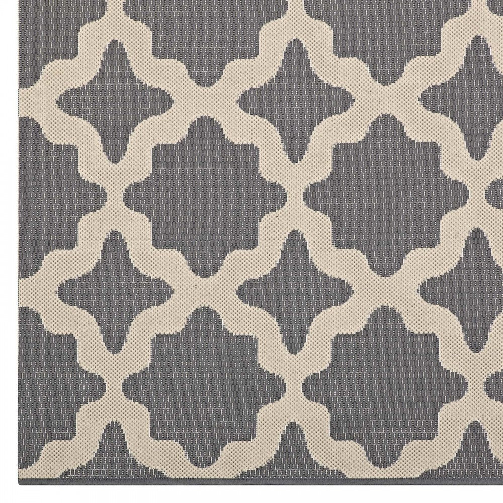 Cerelia Moroccan Trellis 8x10 Indoor and Outdoor Area Rug, Gray and Beige