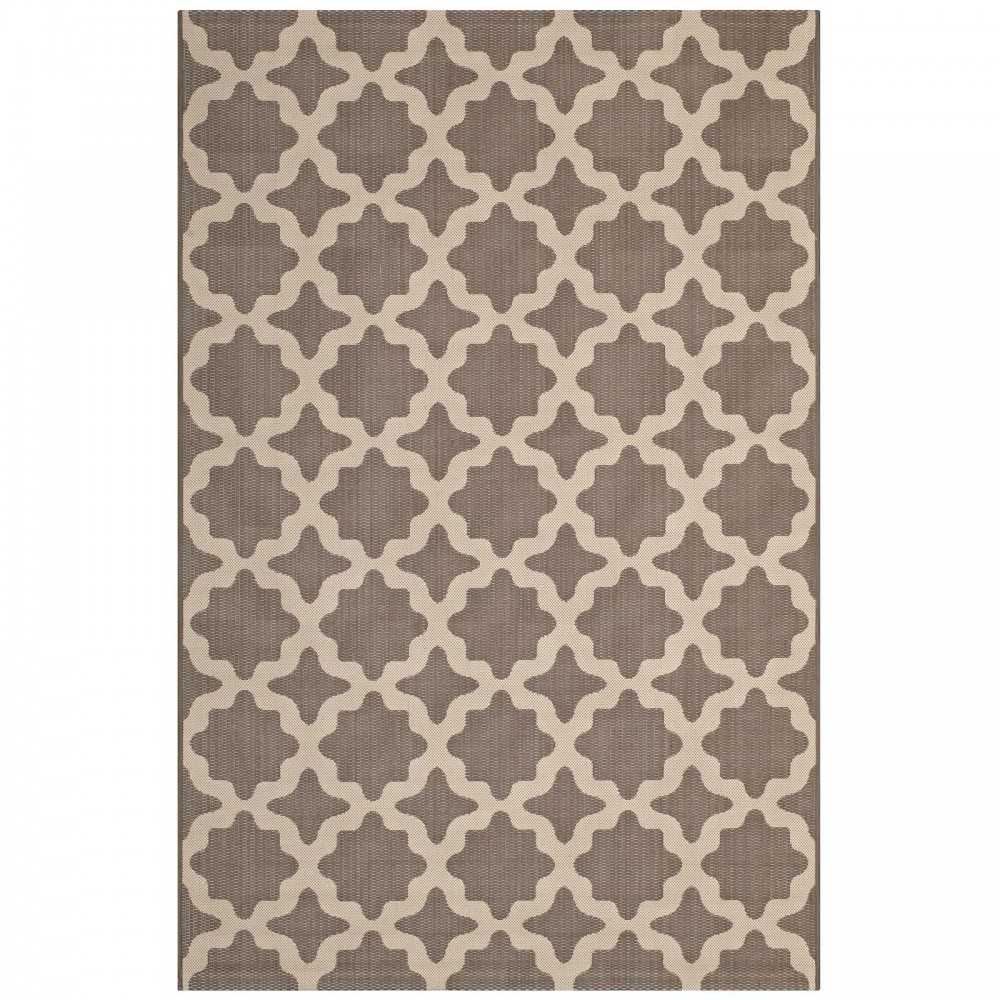 Cerelia Moroccan Trellis 8x10 Indoor and Outdoor Area Rug, Light and Dark Beige
