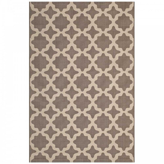 Cerelia Moroccan Trellis 8x10 Indoor and Outdoor Area Rug, Light and Dark Beige