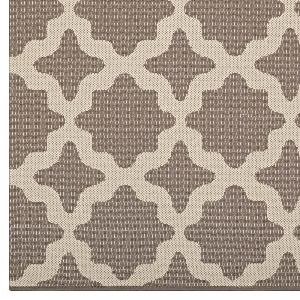 Cerelia Moroccan Trellis 8x10 Indoor and Outdoor Area Rug, Light and Dark Beige