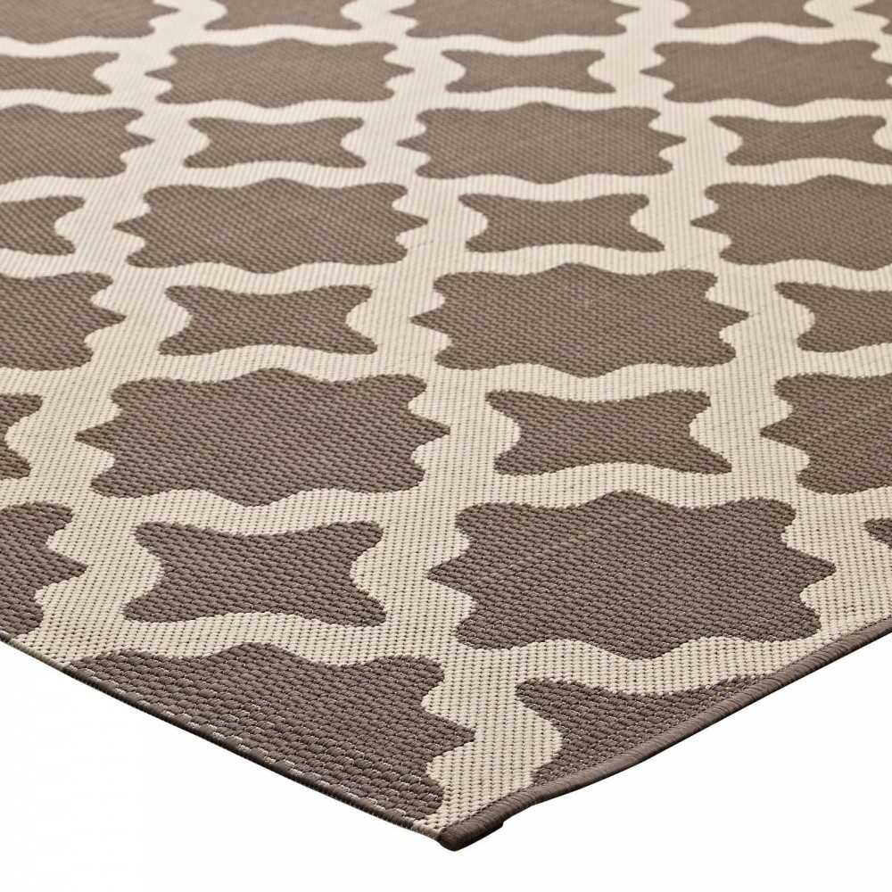 Cerelia Moroccan Trellis 8x10 Indoor and Outdoor Area Rug, Light and Dark Beige