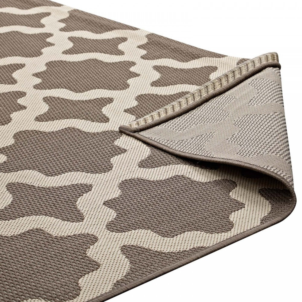 Cerelia Moroccan Trellis 8x10 Indoor and Outdoor Area Rug, Light and Dark Beige