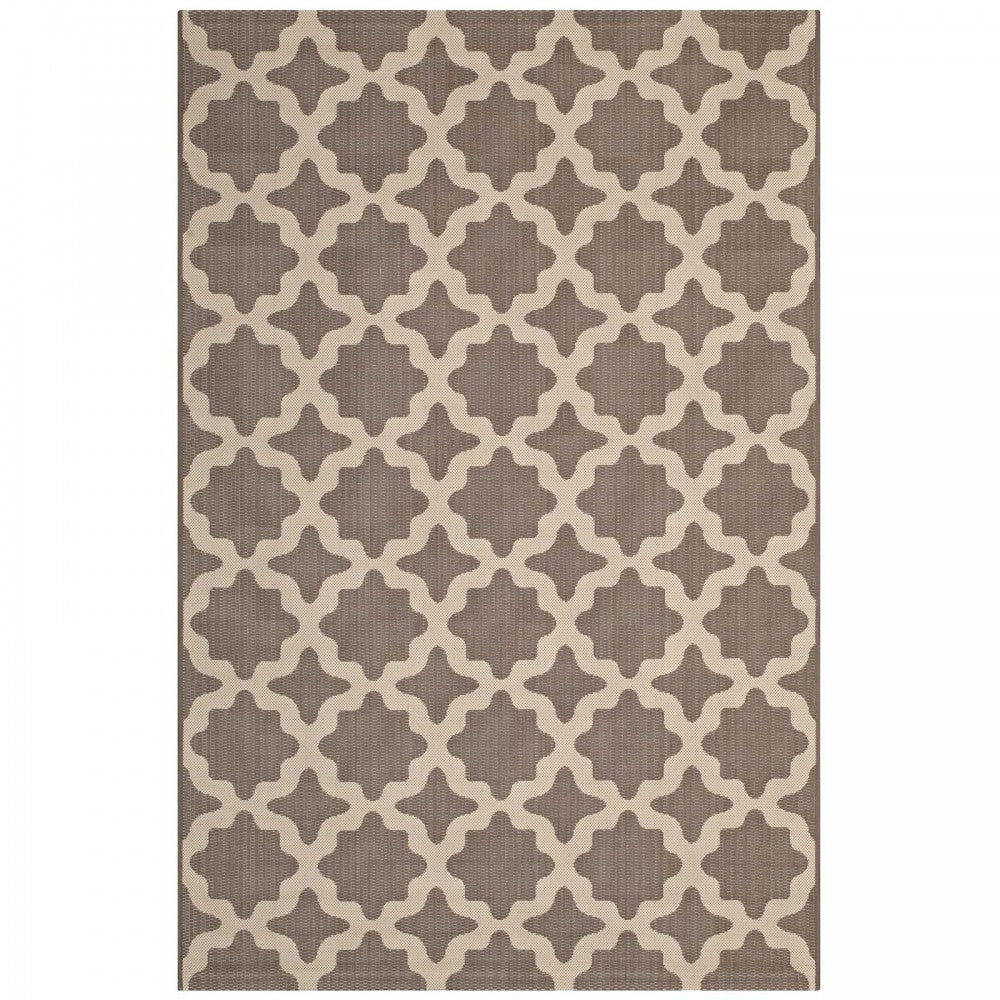 Cerelia Moroccan Trellis 9x12 Indoor and Outdoor Area Rug, Light and Dark Beige