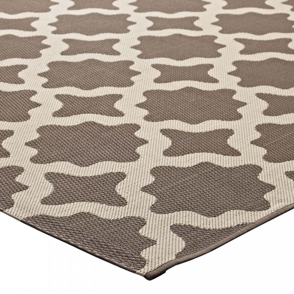 Cerelia Moroccan Trellis 9x12 Indoor and Outdoor Area Rug, Light and Dark Beige