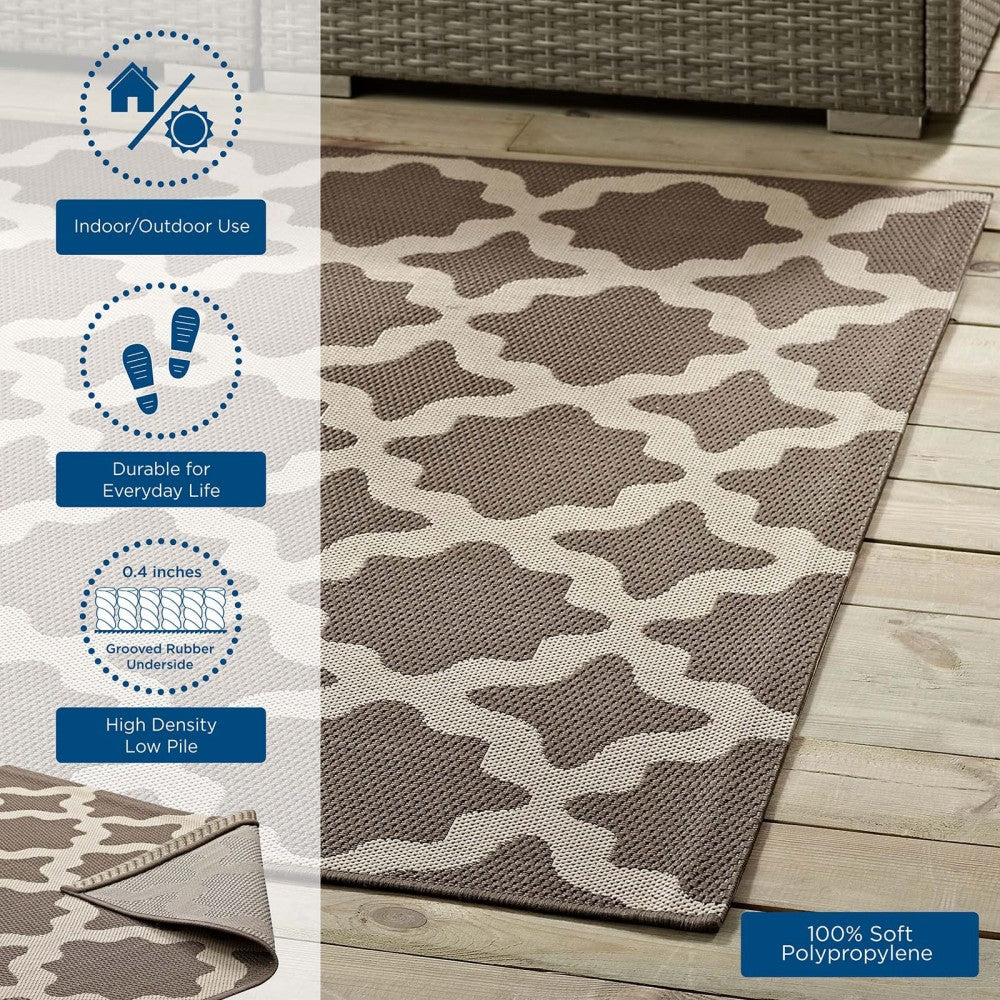 Cerelia Moroccan Trellis 9x12 Indoor and Outdoor Area Rug, Light and Dark Beige