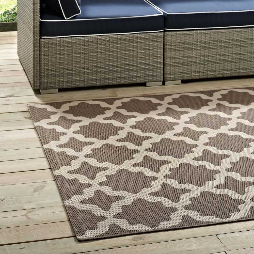 Cerelia Moroccan Trellis 9x12 Indoor and Outdoor Area Rug, Light and Dark Beige
