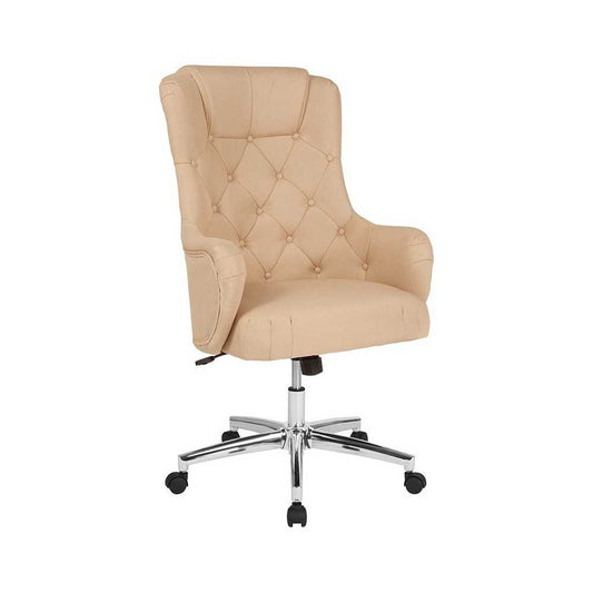 Chambord Home and Office Upholstered High Back Chair in Beige Fabric