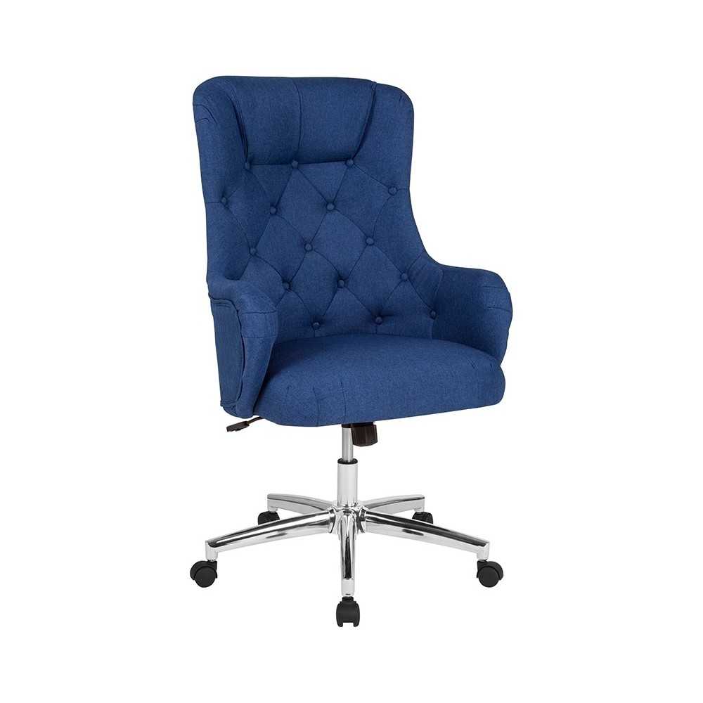 Chambord Home and Office Upholstered High Back Chair in Blue Fabric