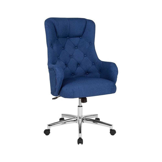Chambord Home and Office Upholstered High Back Chair in Blue Fabric