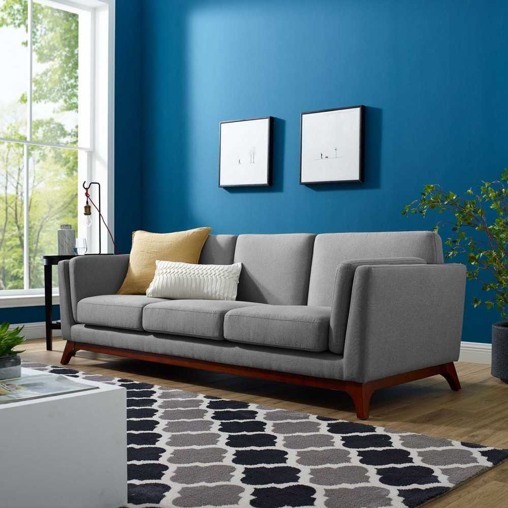 Chance Upholstered Fabric Sofa, Light Gray