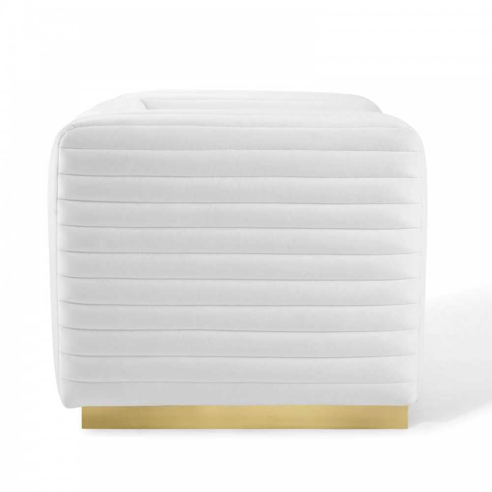 Charisma Channel Tufted Performance Velvet Accent Armchair, White