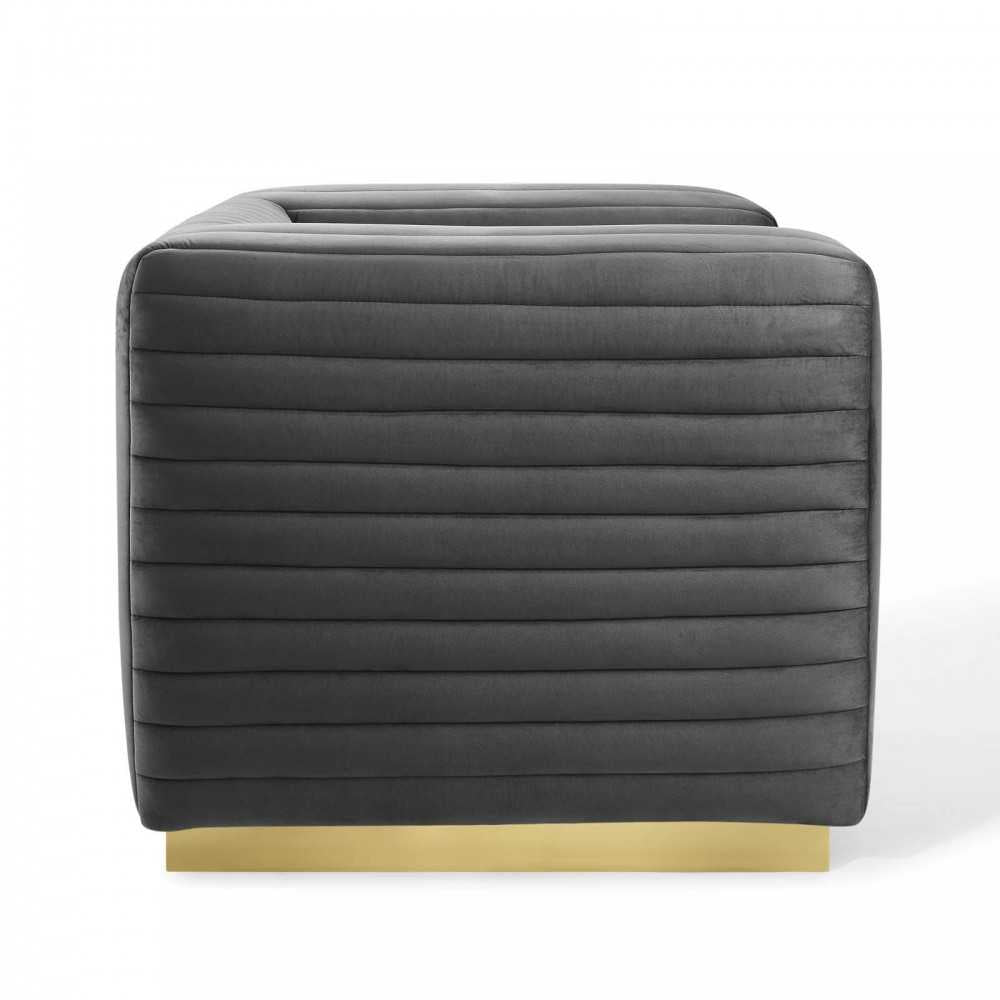 Charisma Channel Tufted Performance Velvet Accent Armchair, Charcoal