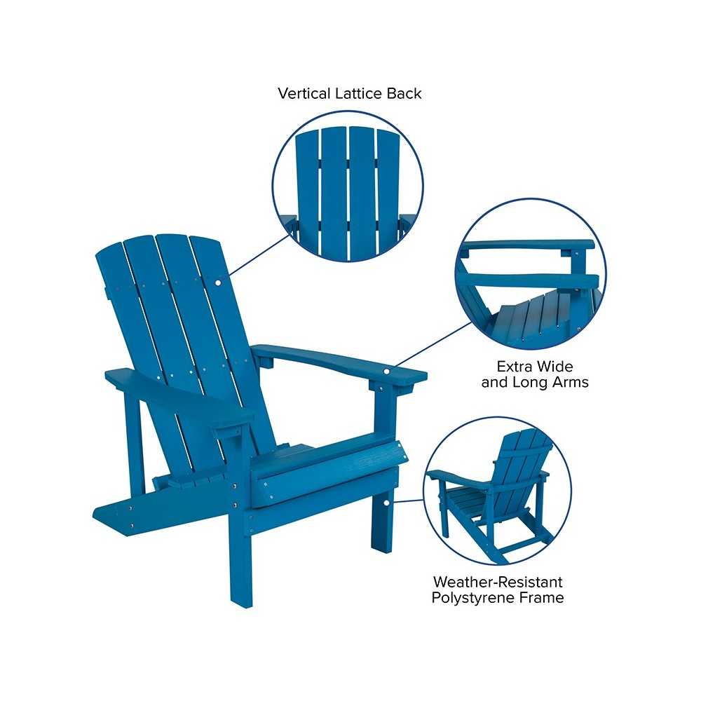 Charlestown All-Weather Adirondack Chair in Blue Faux Wood