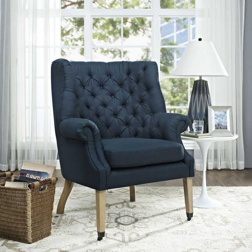 Chart Upholstered Fabric Lounge Chair, Azure