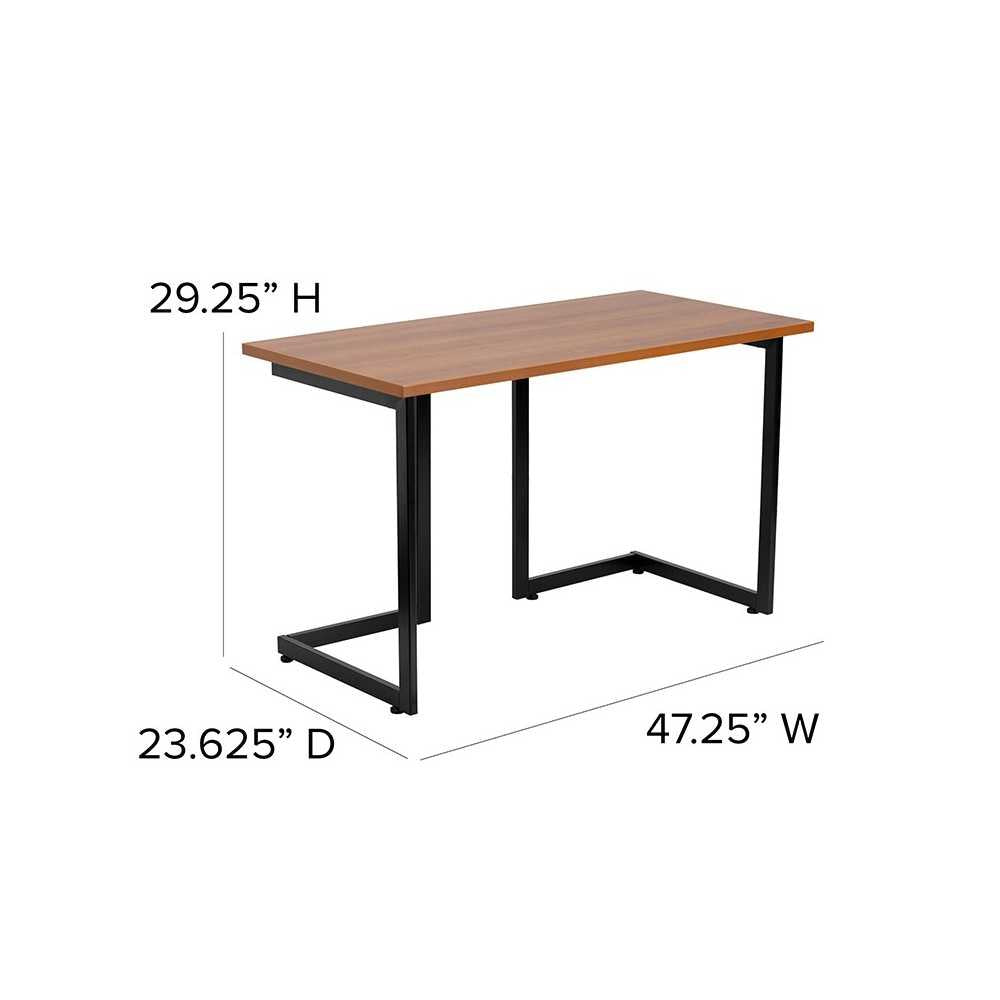 Cherry Computer Desk with Black Metal Frame