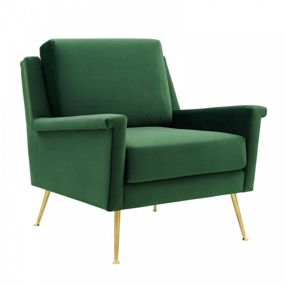 Chesapeake Performance Velvet Armchair, Gold Emerald