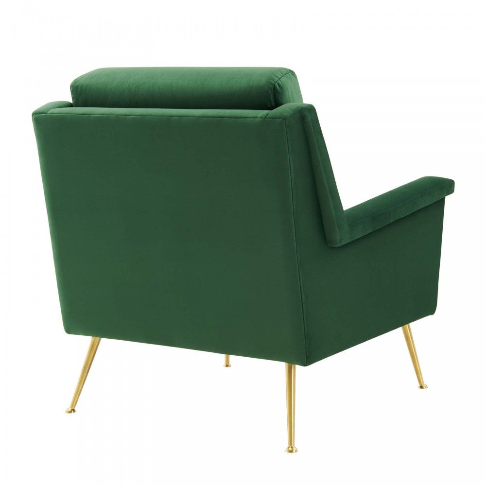 Chesapeake Performance Velvet Armchair, Gold Emerald