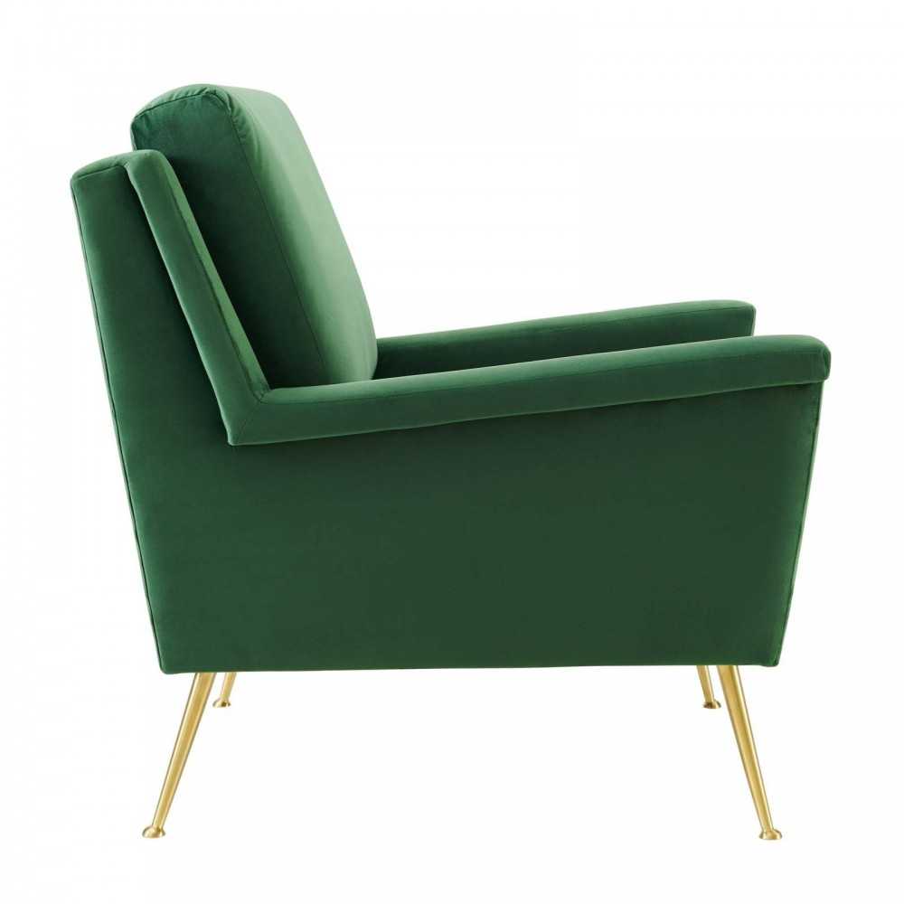 Chesapeake Performance Velvet Armchair, Gold Emerald