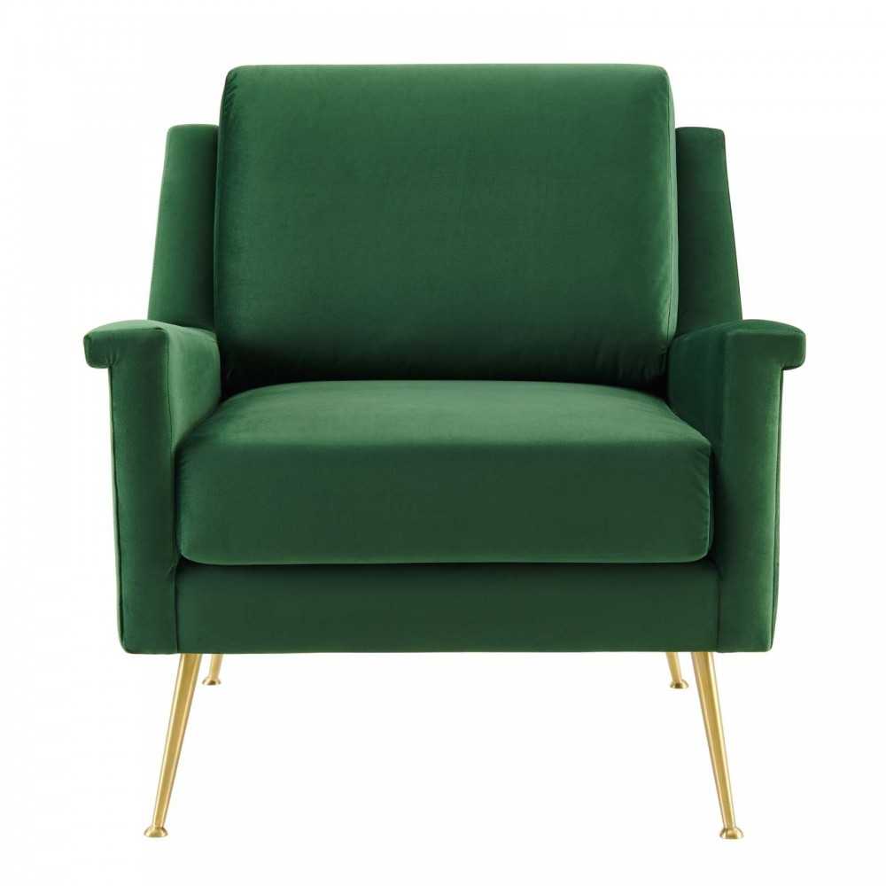 Chesapeake Performance Velvet Armchair, Gold Emerald